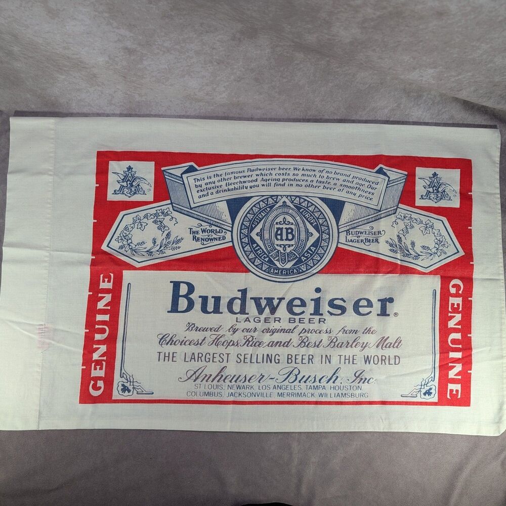 Vintage Budweiser Beer Standard Pillowcase Perma-Prest Sears Anheuser-Busch Logo